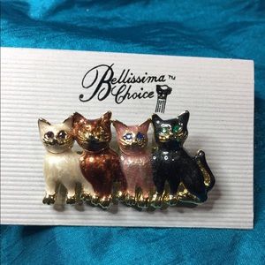Cats Enamel Rhinestone Eyes Bellissima Choice Pin